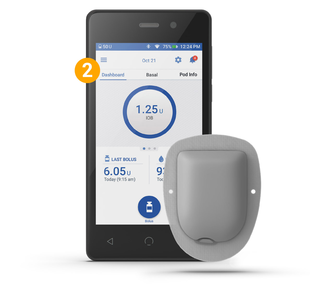 Un PDM (Personal Diabetes Manager) con touchscreen